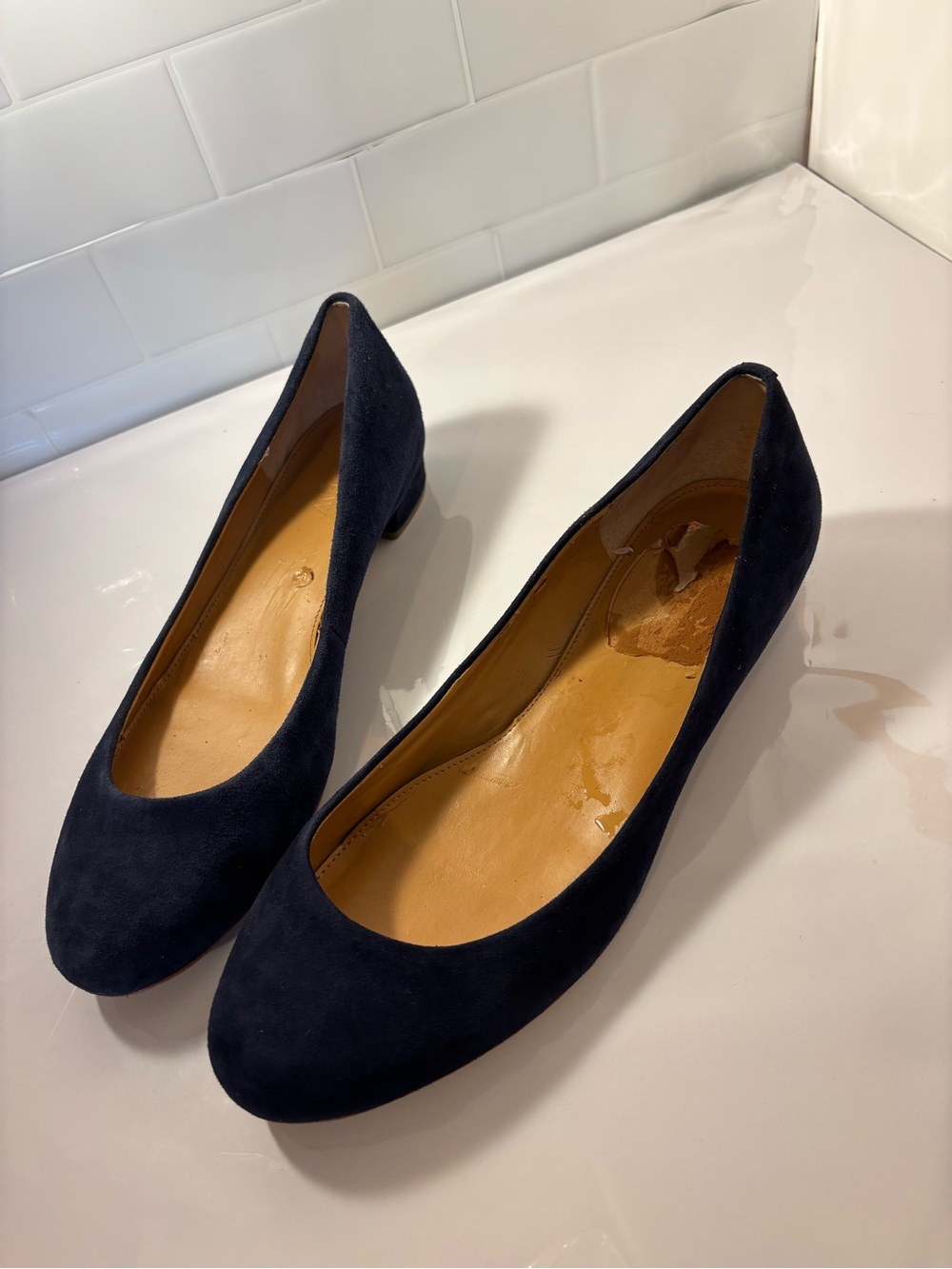 J.Crew Navy Blue Suede Round Toe Low Heel Pumps Size 8.5